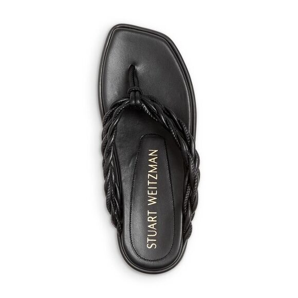 STUART WEITZMAN Womens Black Calypso Slip On Leather Thong Sandals 7 B - Picture 3 of 3